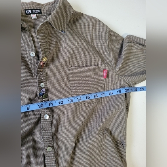 Misi Women's Micro Plaid Cottagecore Shirt Size Medium Gray - Picture 4 of 7